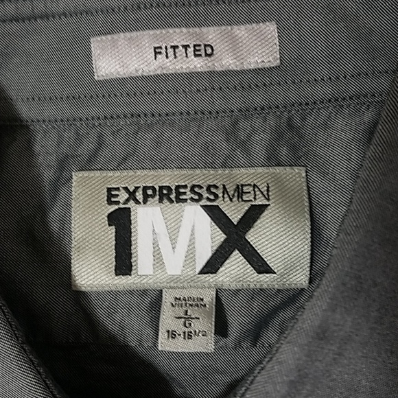 Express 1MX Fitted Charcoal Gray Mens Dress Shirt Large - Picture 4 of 5